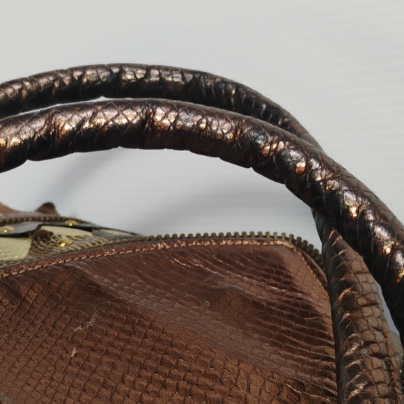 Samir Vintage Gold Bronze Metallic Leather Shoulder Bag Amazing 80's! - Picture 4 of 11